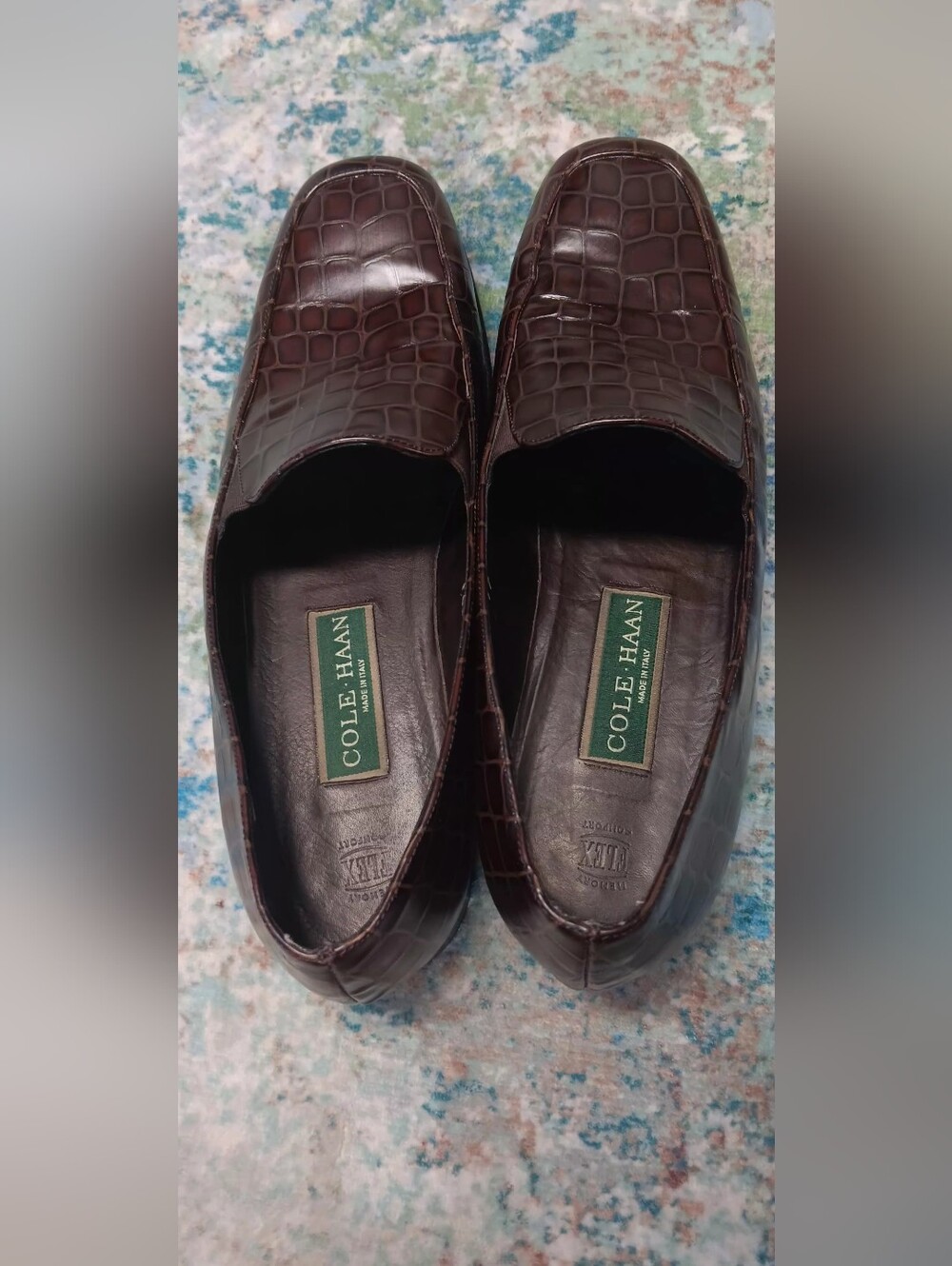 Cole Haan Women's Dark Brown Croc-Embossed Leather Loafers - Picture 6 of 6